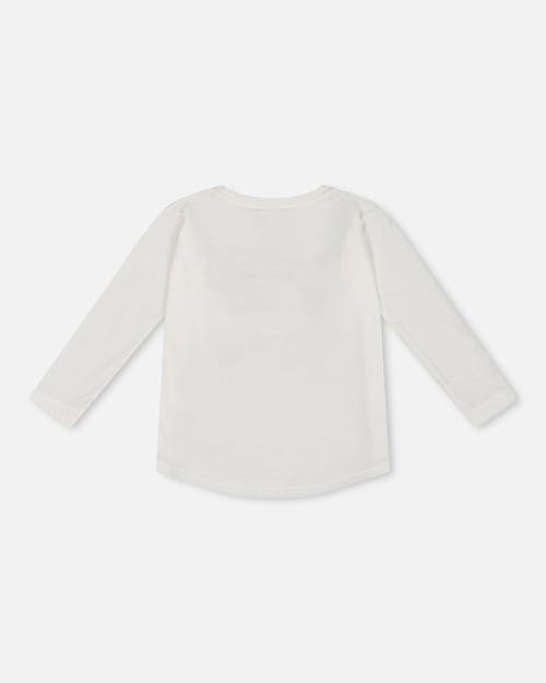 Shop Deux Par Deux Boy's Long Sleeve T-shirt With Print Off White