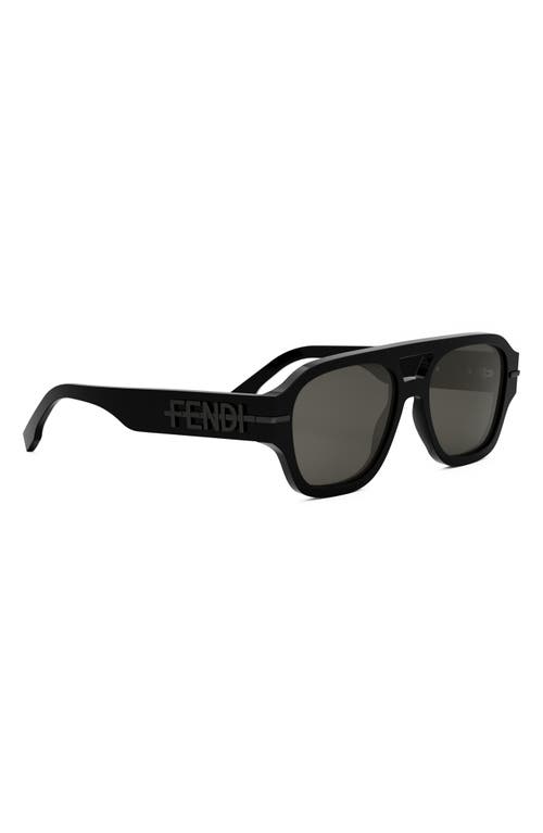 Shop Fendi 'graphy 55mm Geometric Sunglasses In Shiny Black/smoke