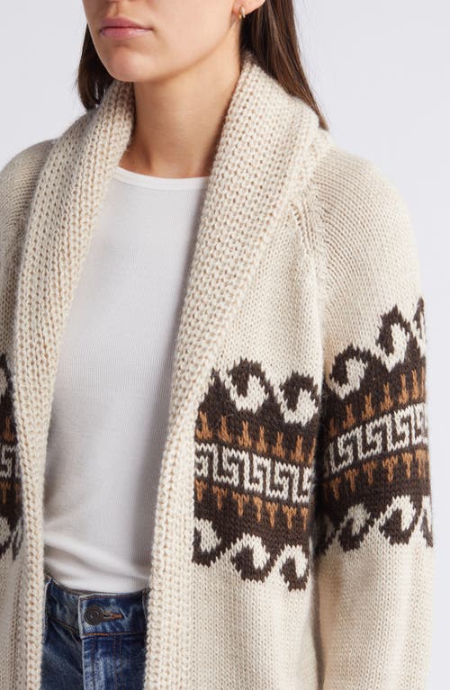 Shop The Great . The Greek Key Lodge Jacquard Alpaca & Wool Blend Cardigan In Cream With Driftwood