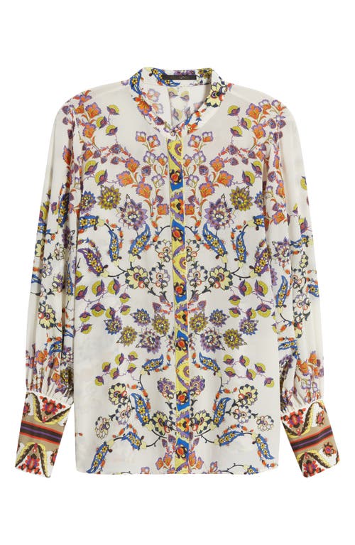 Shelby Print Silk Shirt in Ivory Multi