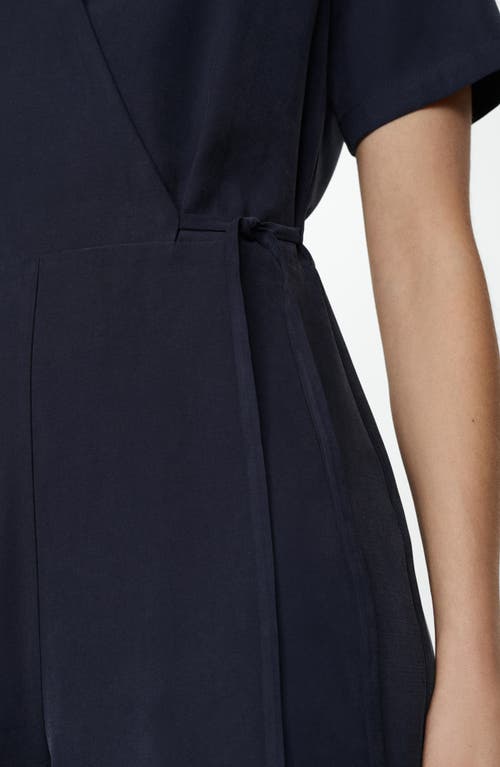 Mango Halter Jumpsuit With Bow Detail Black In Dark Navy