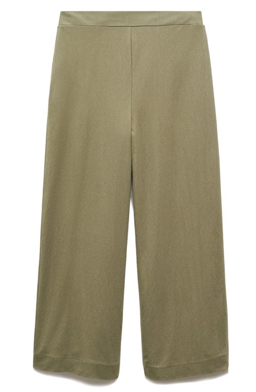 Mango Crop Wide Leg Pants In Khaki Green
