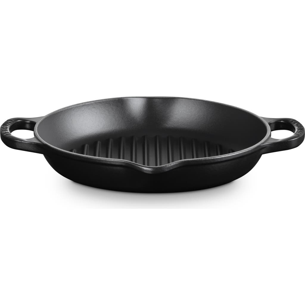 Le Creuset Signature Deep Round Enamel Cast Iron Grill Pan In Licorice