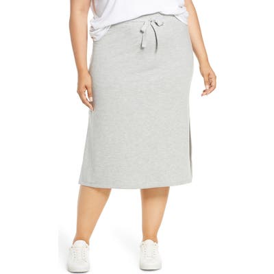 Plus Size Caslon Drawstring Side Slit Skirt, Grey