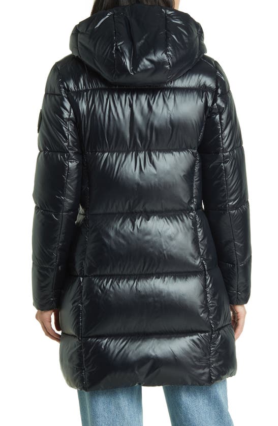 Save The Duck Ines Water Repellent Hooded Quilted Longline Coat In Black