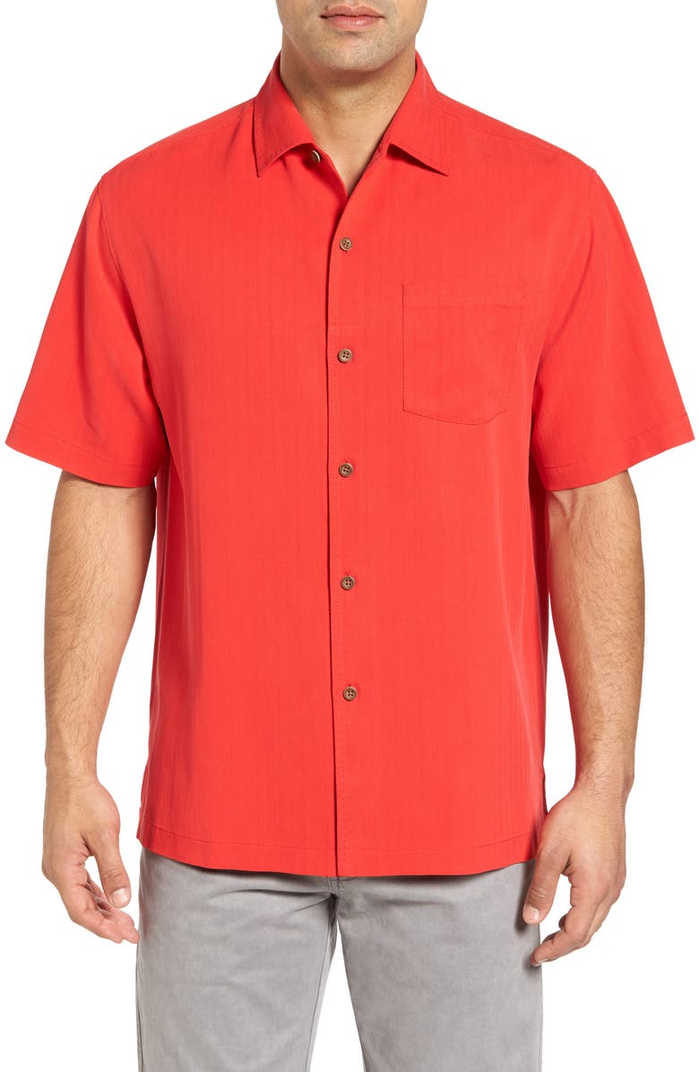 Tommy Bahama Time to Get Lit Embroidered Silk Camp Shirt (Big & Tall ...
