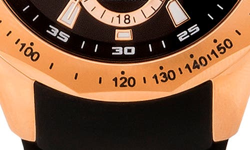 Shop Aquaswiss Trax Ii Silicone Strap Watch, 43mm X 53mm In Black/rosegold