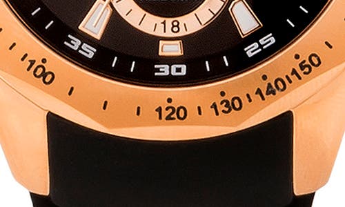 Aquaswiss Trax Ii Silicone Strap Watch, 43mm X 53mm In Black/rosegold