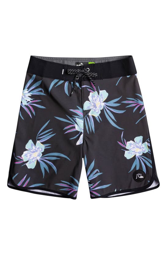 Quiksilver Kids' Surfsilk Scallop Swim Trunks In Tarmac