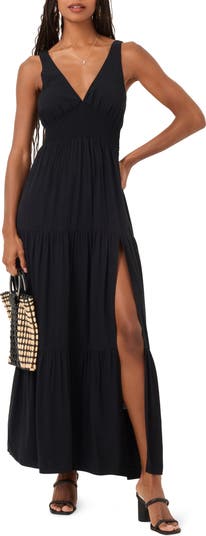 Lilikoi Smocked Waist Tiered Cover-Up Maxi Dress