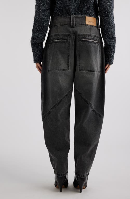 Shop Isabel Marant Catarina Zip Pocket Tapered Leg Cotton Twill Pants In Dark Grey