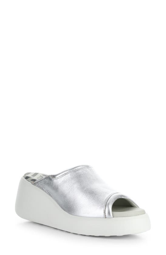 Shop Fly London Doli Platform Wedge Slide Sandal In Silver Idra