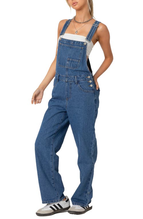 Shop Edikted Rosemary Denim Overalls In Blue-washed