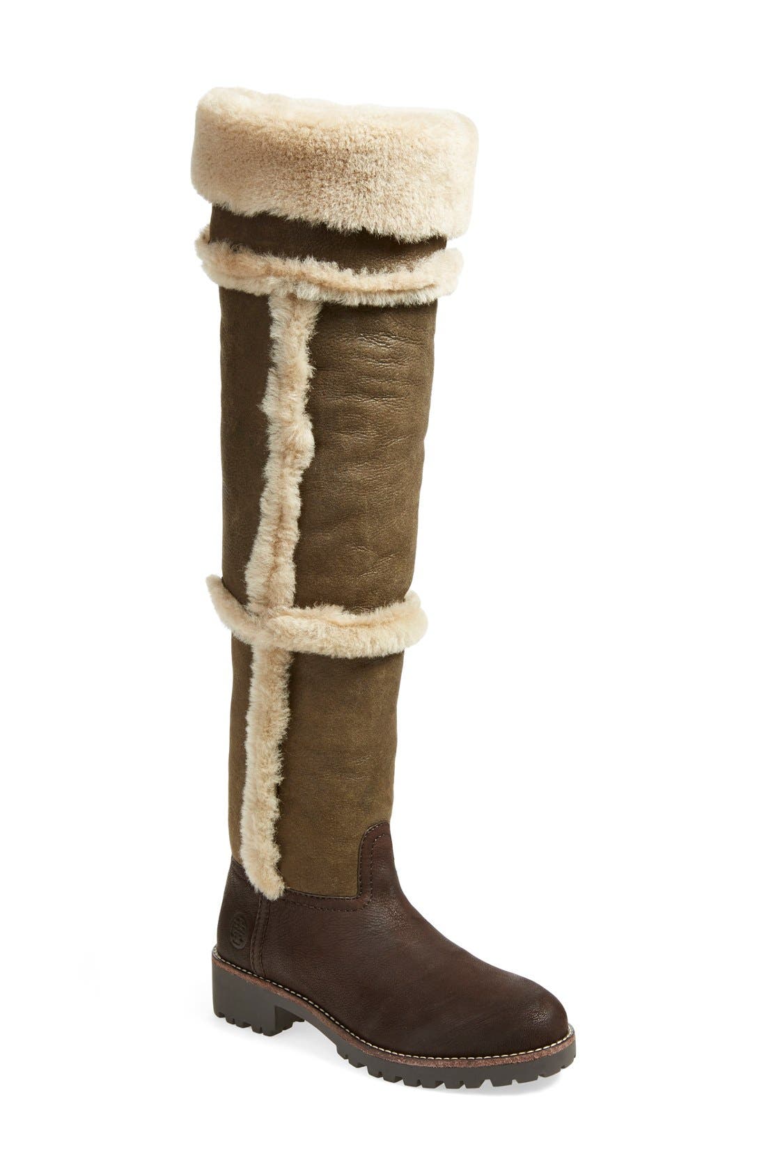 Tory Burch 'Talouse' Over the Knee Genuine Shearling & Leather Boot