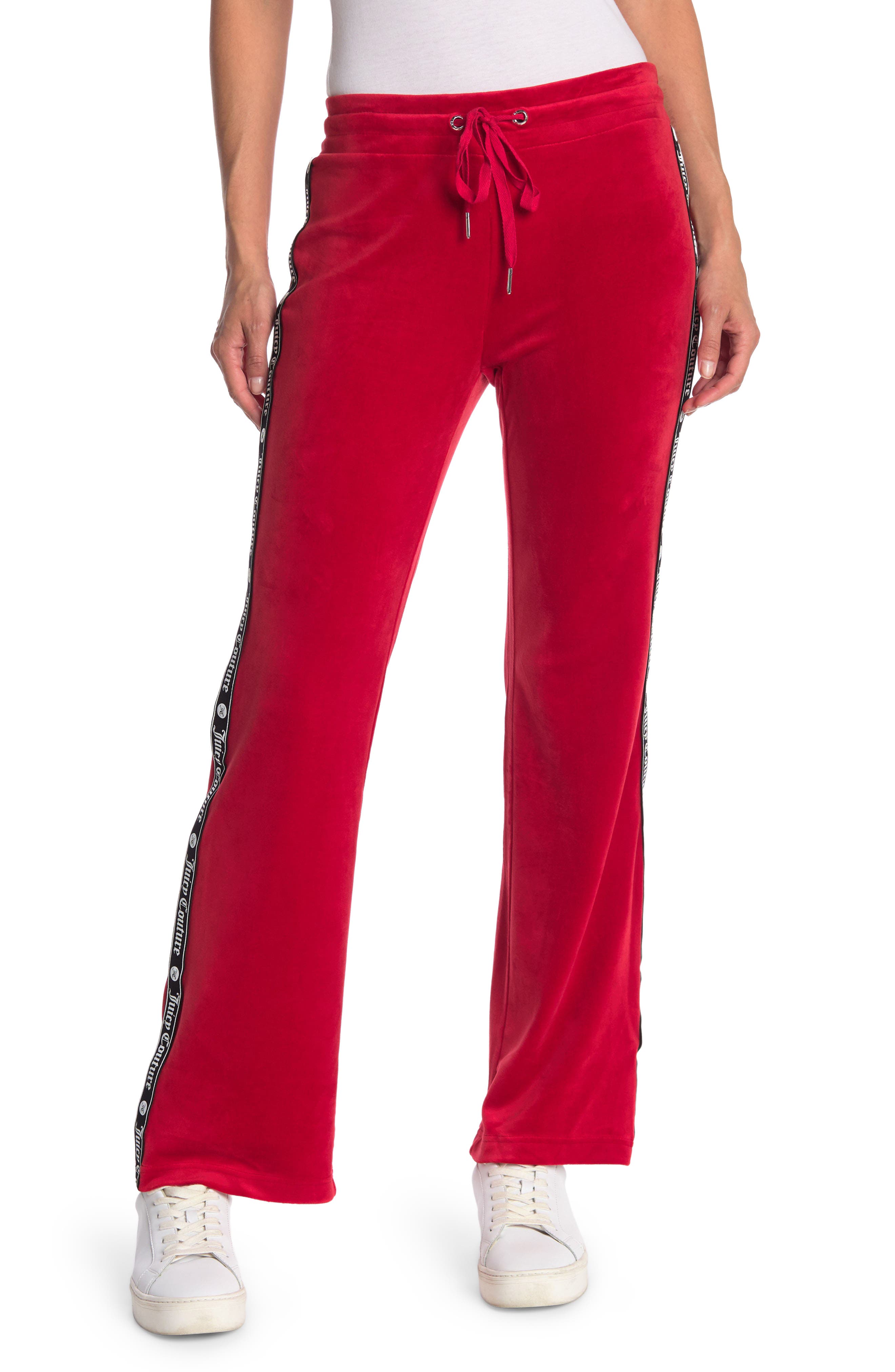 Juicy Couture Velour Drawstring Track Pants In Bright Red