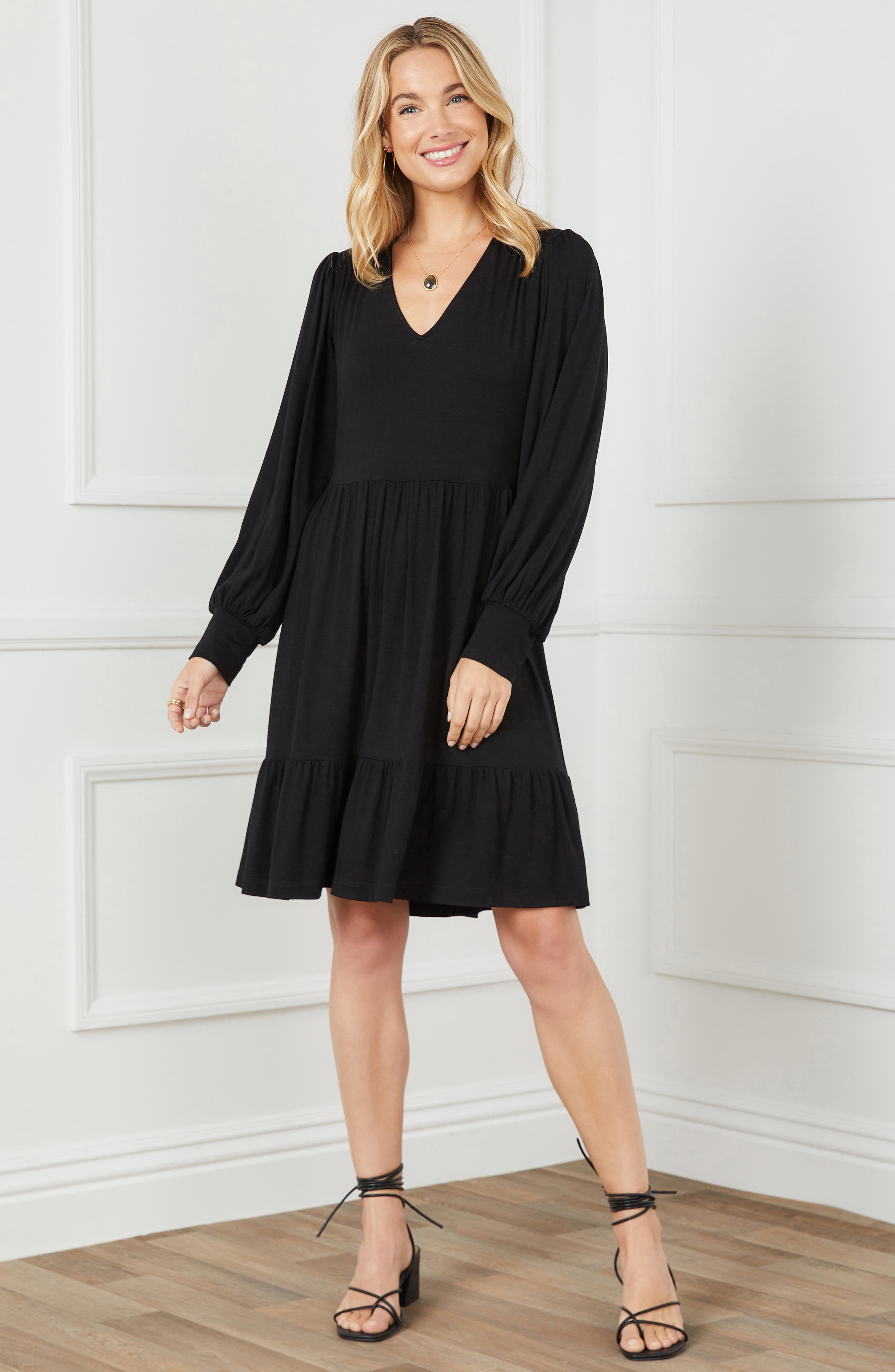 Karen Kane Tiered Long Sleeve Dress Nordstrom