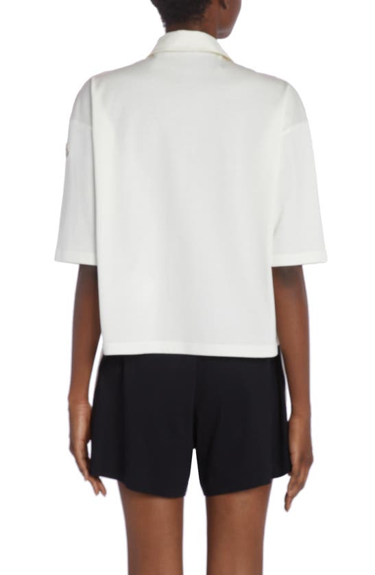 Shop Moncler Johnny Collar Cotton Popover Shirt In Silk White