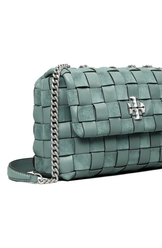 TORY BURCH KIRA SMALL WOVEN LEATHER CONVERTIBLE SHOULDER BAG