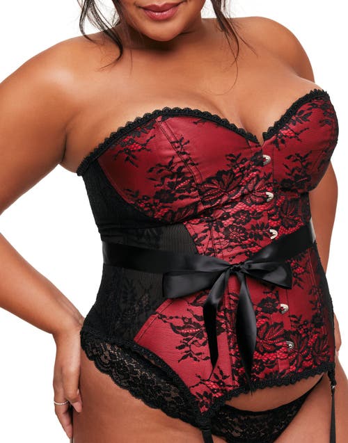 Adore Me Jasmine Boned Corset & Thong Set In Black