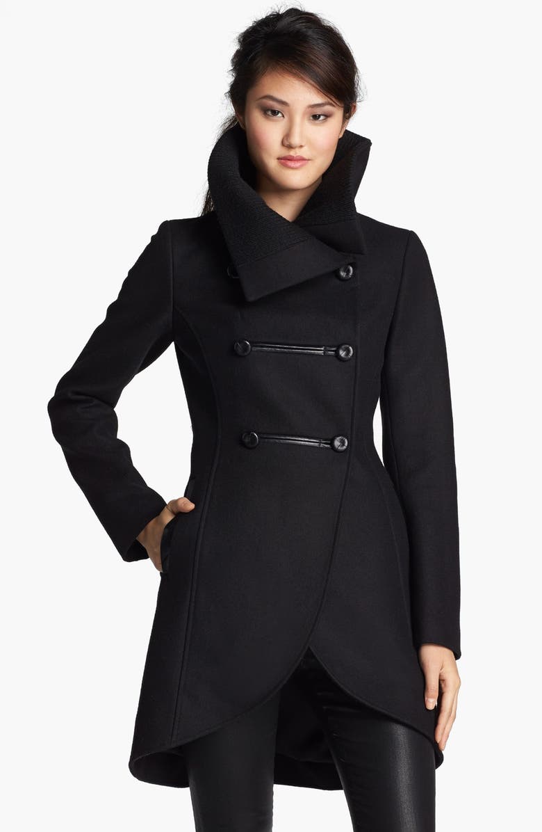 Mackage Leather Trim Double Breasted Coat | Nordstrom