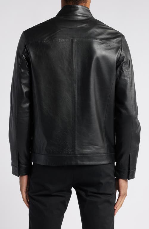 Nordstrom Stand Collar Leather Bomber Jacket In Black