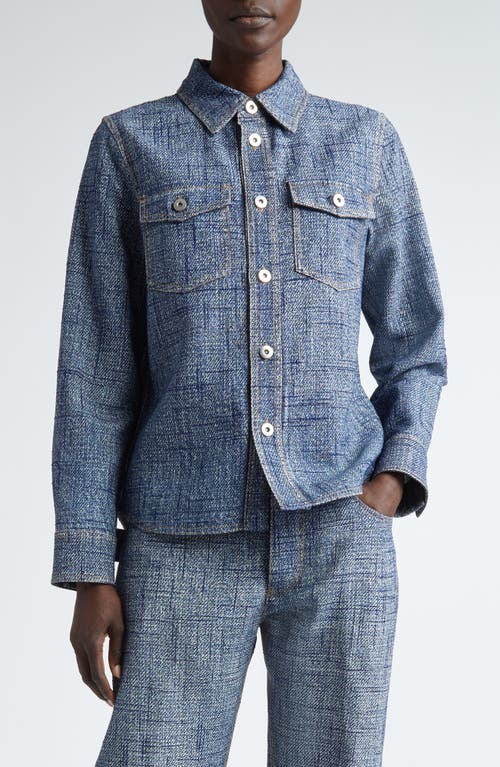 Bottega Veneta Slim Fit Denim Print Button-up Shirt In Blue