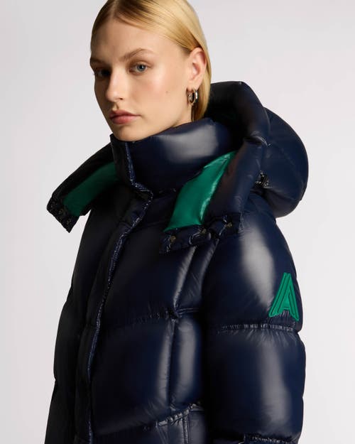 Shop Alpenhaus Meribel Quilted Maxi Puffer With Removable Hood In Midnight