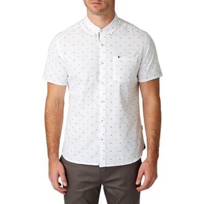 7 Diamonds Dark Star Slim Fit Floral Print Shirt, White