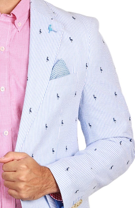 Tailorbyrd Pinstripe Seersucker Sport Coat In Blue