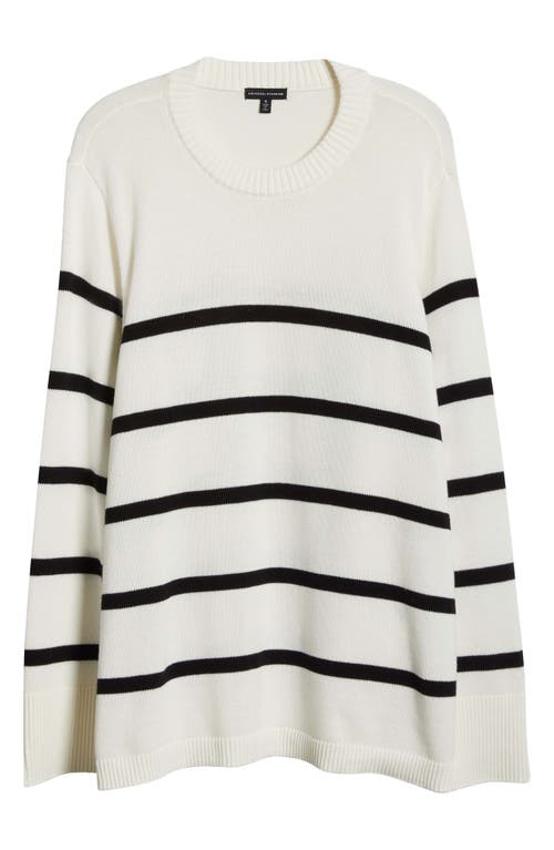 Universal Standard Bardot Stripe Cotton Sweater In Cream/black Stripe