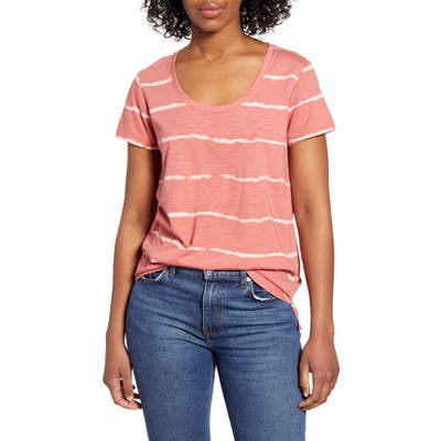 Vince Camuto Linear Whispers Cotton Blend T-Shirt, Orange