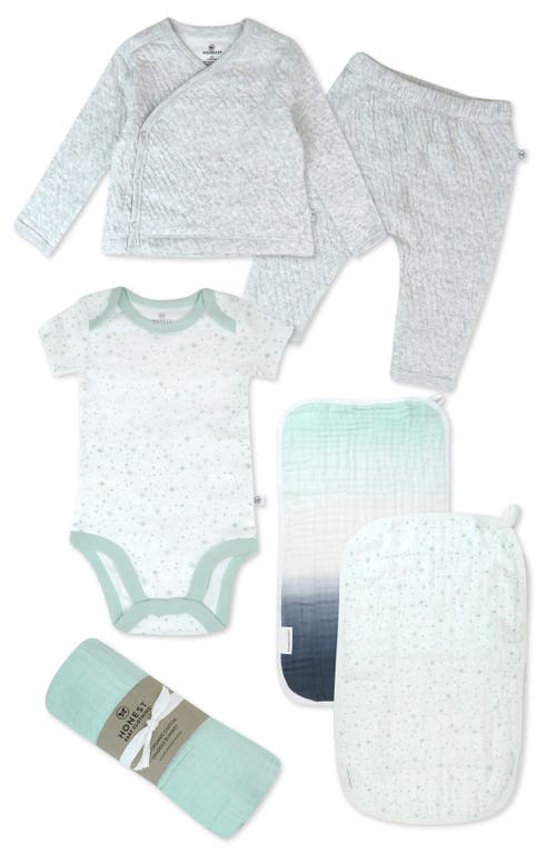 Honest Baby 6-piece Take Me Home Organic Cotton Gift Set In Twinkle Star White/sage