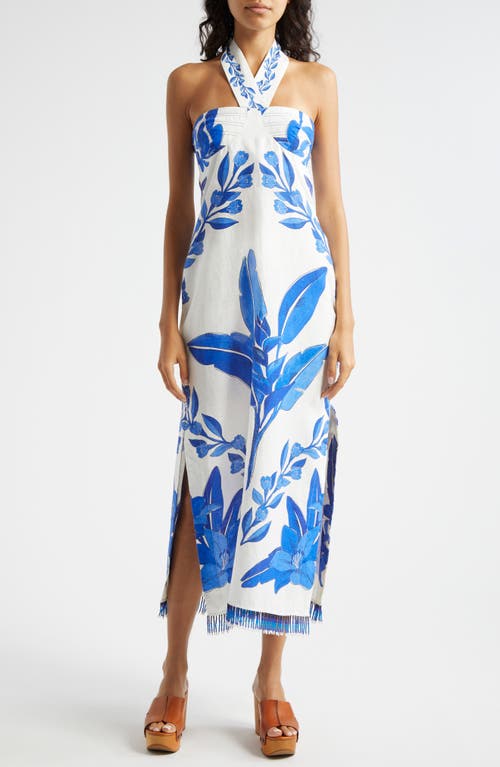 FARM Rio Blue Yard Halter Dress in Off-White at Nordstrom, Size Small
