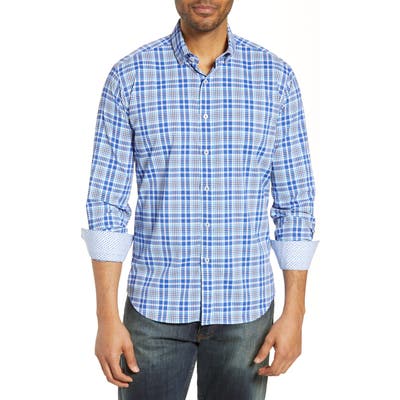 Bugatchi Shaped Fit Performance Shirt, Blue