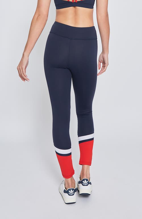 Shop L'etoile Sport Performance Legging In Navy W/red And White Trim