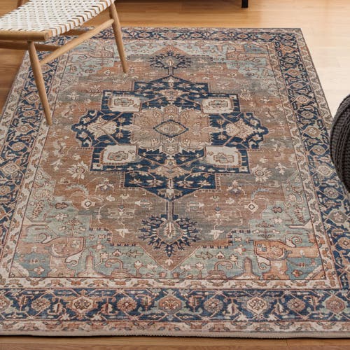 Jonathan Y Maris Ornate Medallion Machine-washable Area Rug In Beige/blue
