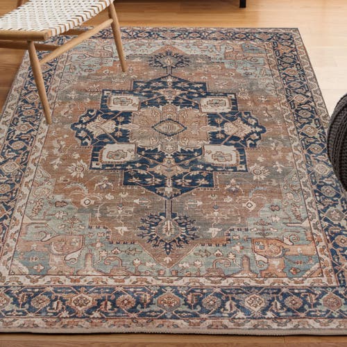 Shop Jonathan Y Maris Ornate Medallion Machine-washable Area Rug In Beige/blue