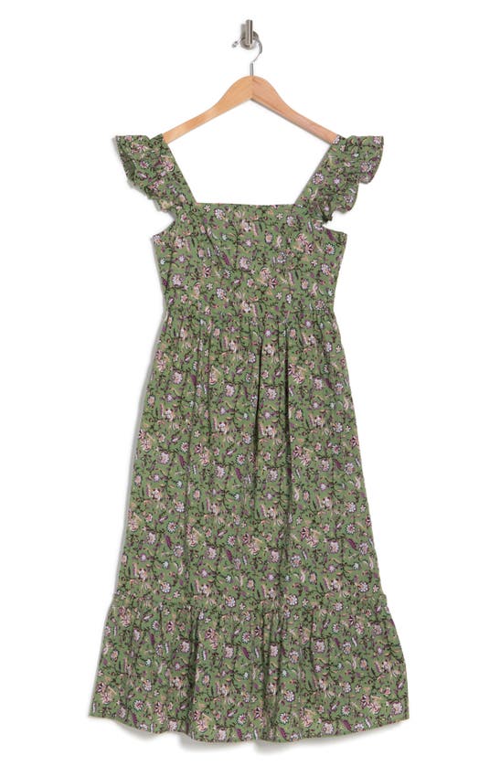 Maisie Flutter Sleeve Midi Dress In Sage