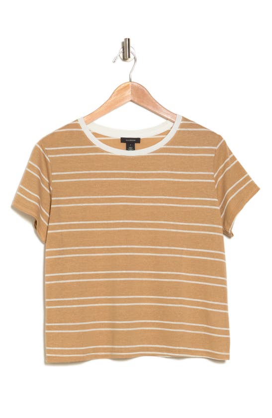 Halogen Stripe Boxy T-shirt In Pecan Brown