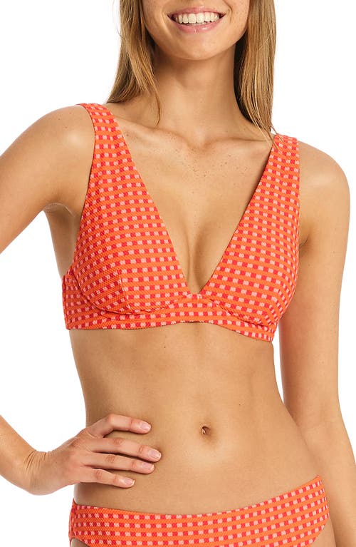 Checkmate Longline Underwire Bikini Top in Red