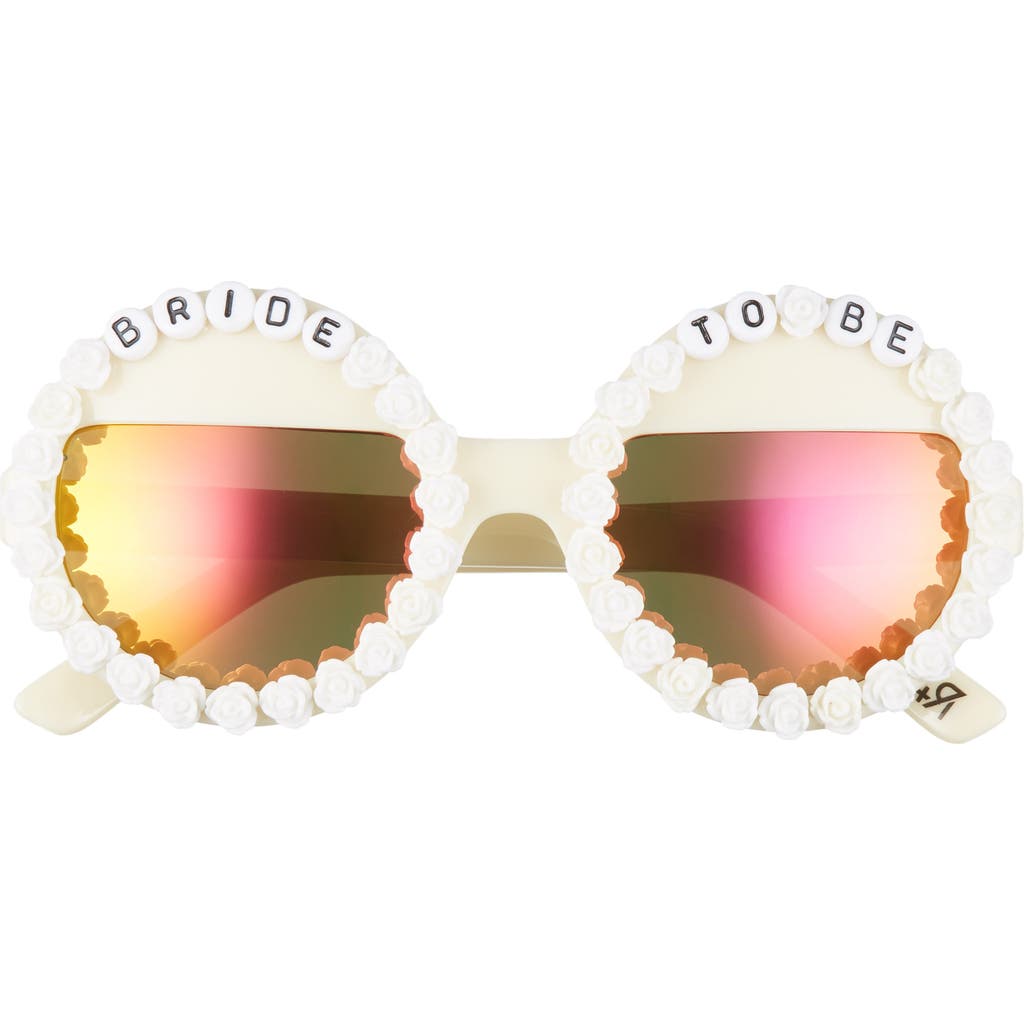 Rad + Refined Bride To Be Round Sunglasses In White/orange Mirrored