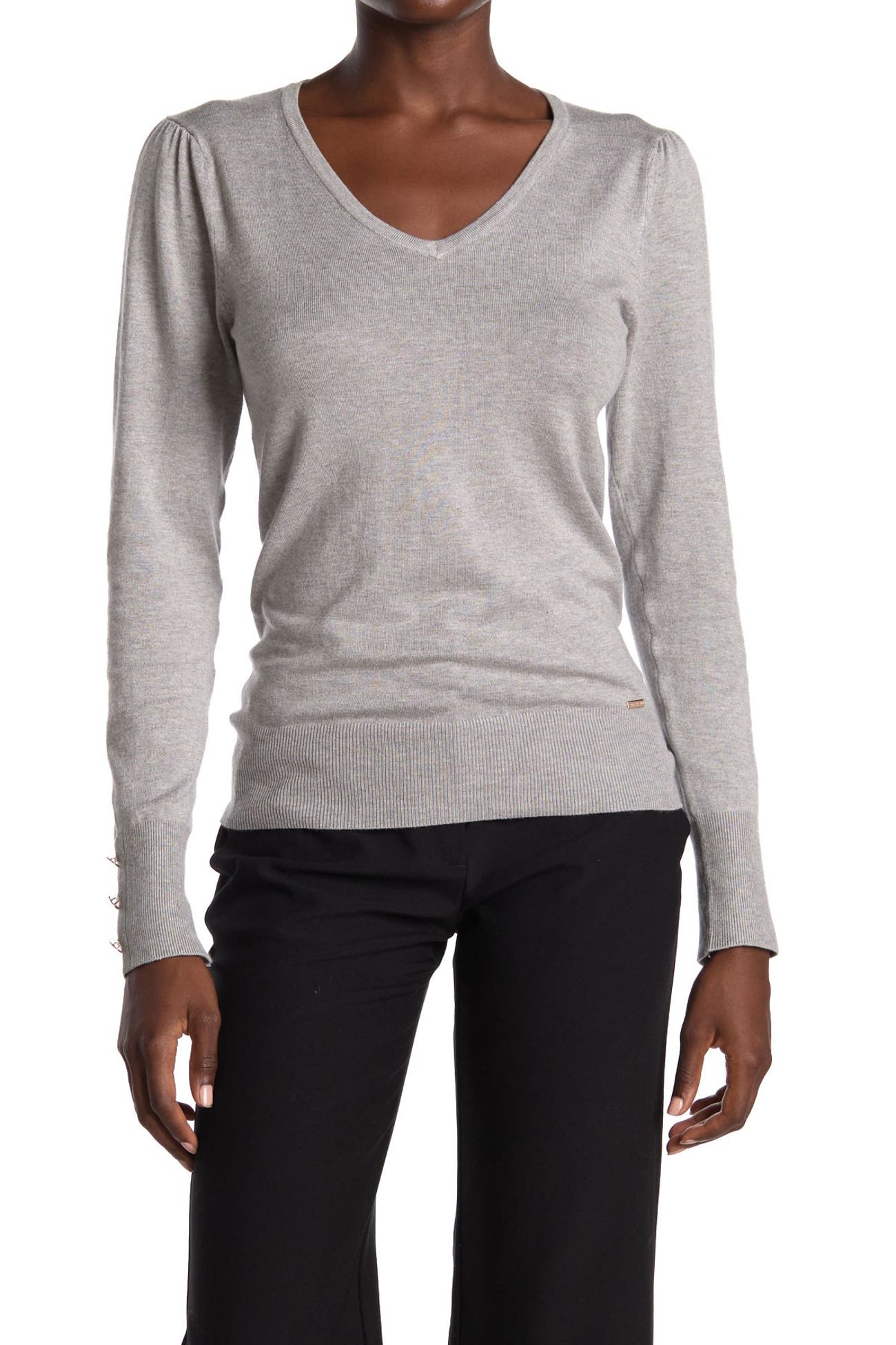 T Tahari | Buttoned Cuff Long Sleeve Knit Top | Nordstrom Rack