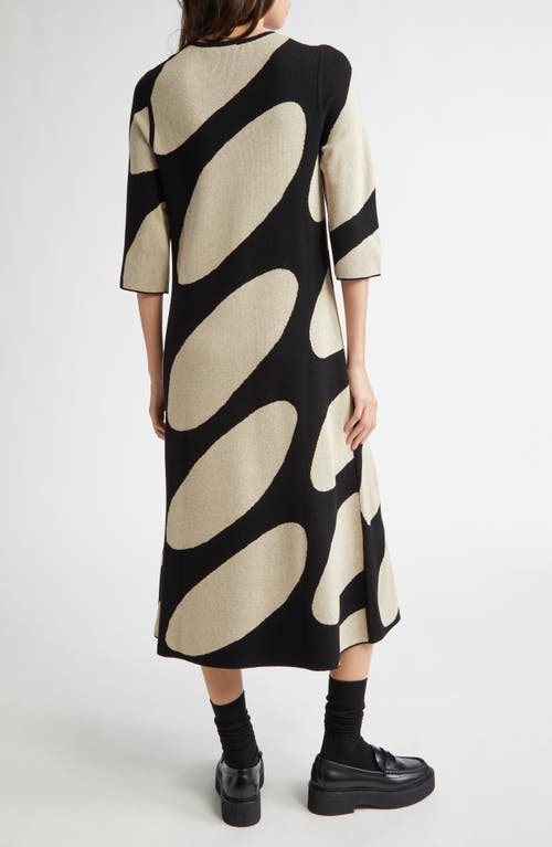 Shop Marimekko Putrido Linssi Wool Blend Sweater Dress In Black Beige