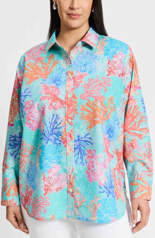Meghan Cotton Button-Up Shirt in Blue Multi