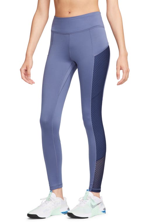 Shop Nike Therma-fit One Pocket Training Leggings In Diffused Blue/midnight Navy