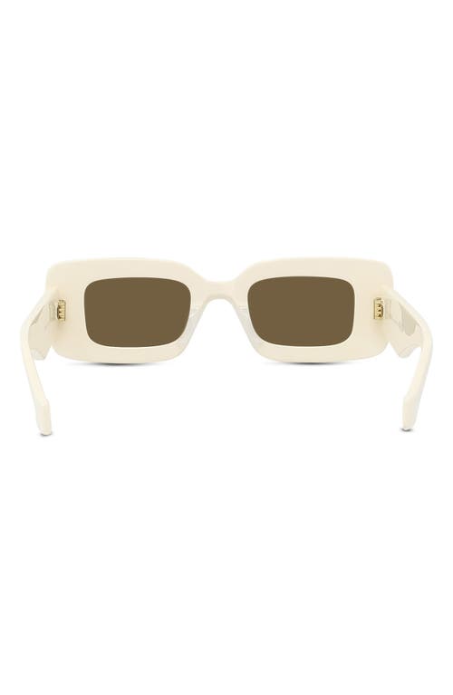 Shop Loewe Chunky Anagram 46mm Rectangular Sunglasses In Ivory/brown