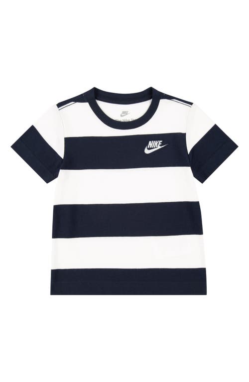 Shop Nike Kids' Stripe Crewneck T-shirt In Midnight Navy