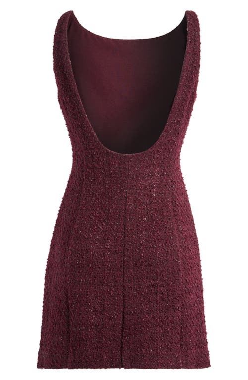 Shop Wayf Callie Metallic Tweed Scoop Back Minidress In Aubergine