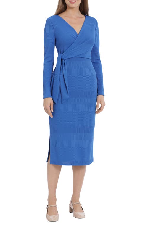 Maggy London Textured Long Sleeve Knit Midi Dress in Princess Blue at Nordstrom, Size 8