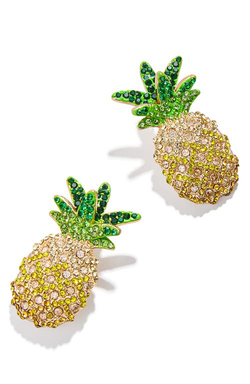 Pineapple Pavé Statement Earrings in Yellow